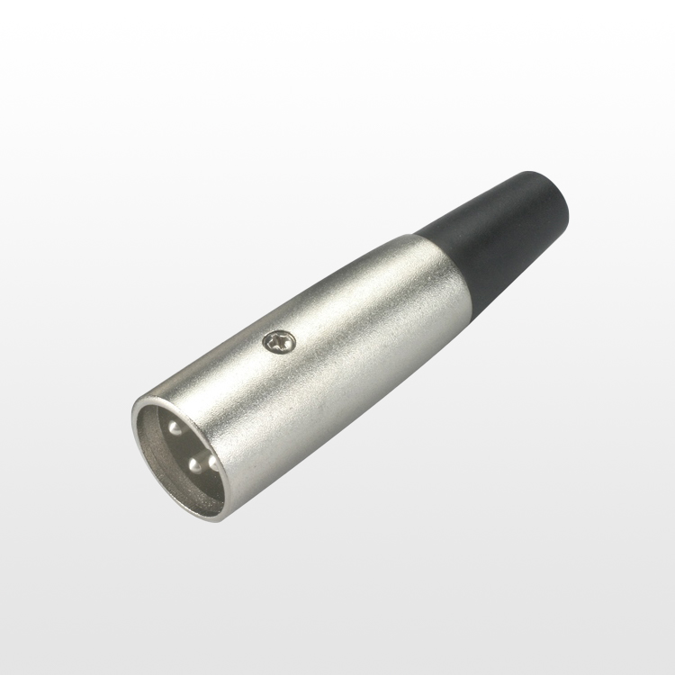 XLR male connector, cable type, nickel plated, screw, for wire